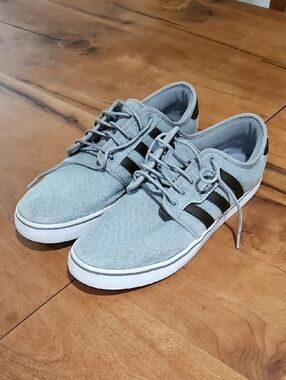 Adidas "Hemp Seeley Men's Gray Canvas Brown Stripes. Size 13.